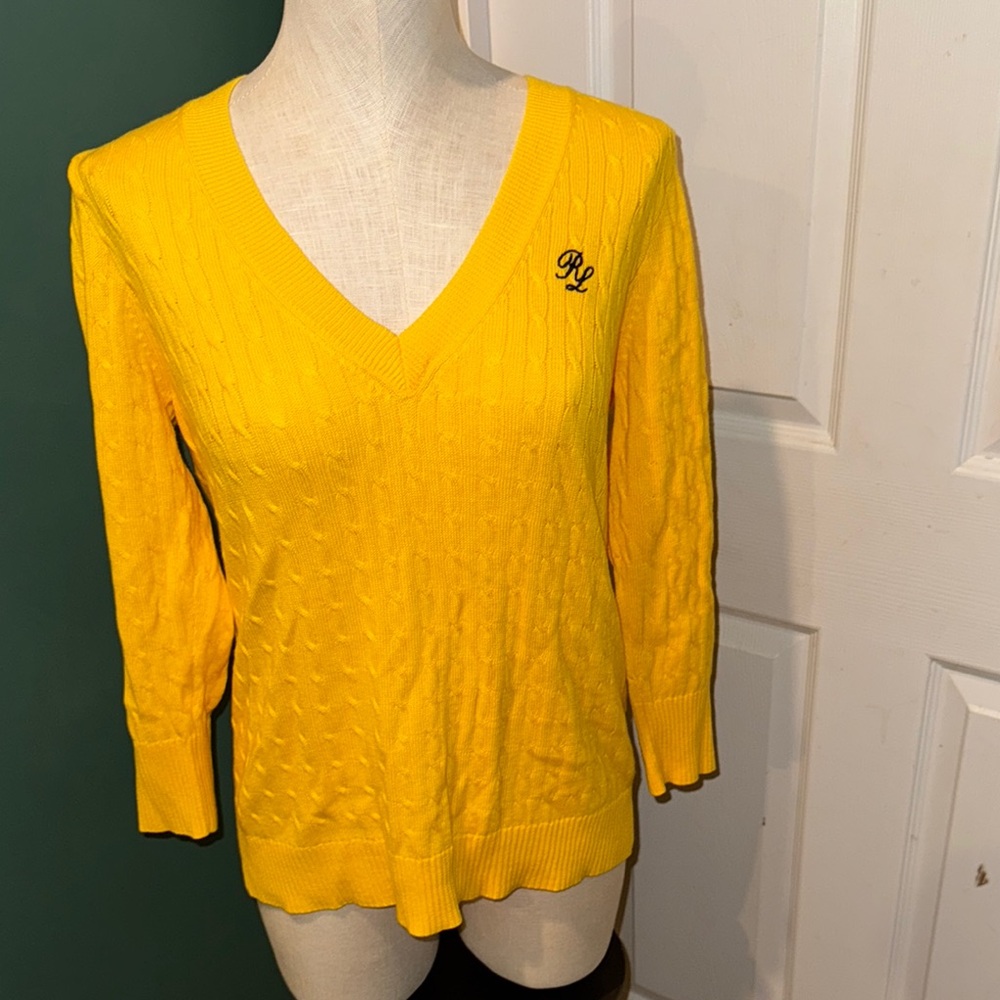 Polo Jeans Company Ralph Lauren Women's Vibrant yellow cable knit Sweater size L